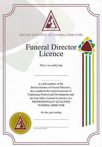 BIFD Funeral Directors Licence